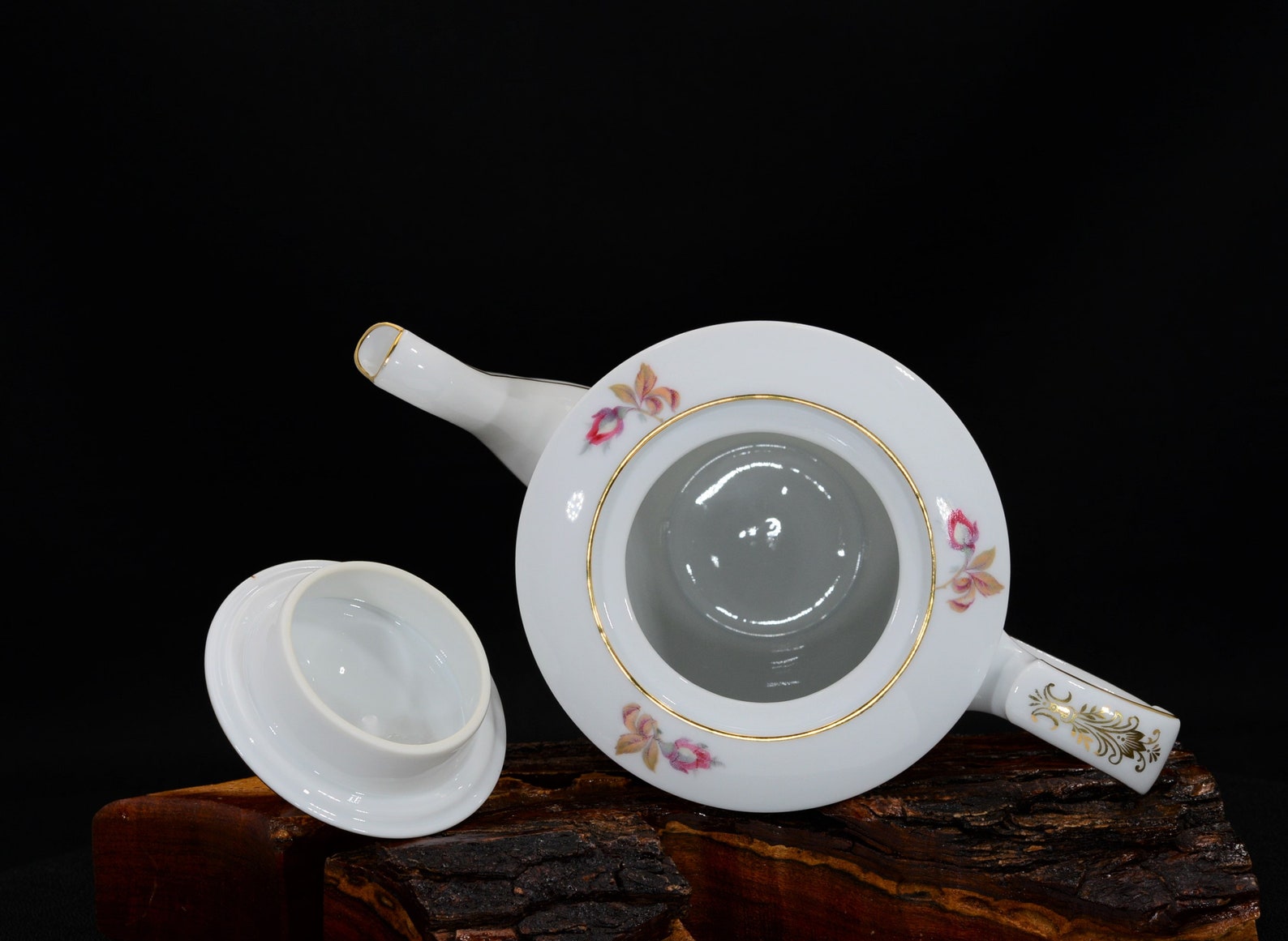 Sango China Teapot Vintage Sango SAN5 Tea Pot Pink & Yellow Etsy