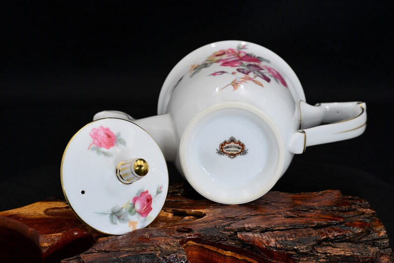 Sango China Teapot Vintage Sango SAN5 Tea Pot Pink & Yellow Etsy