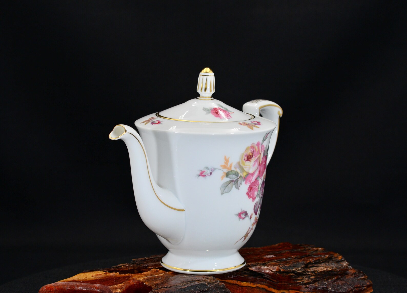 Sango China Teapot Vintage Sango SAN5 Tea Pot Pink & Yellow Etsy
