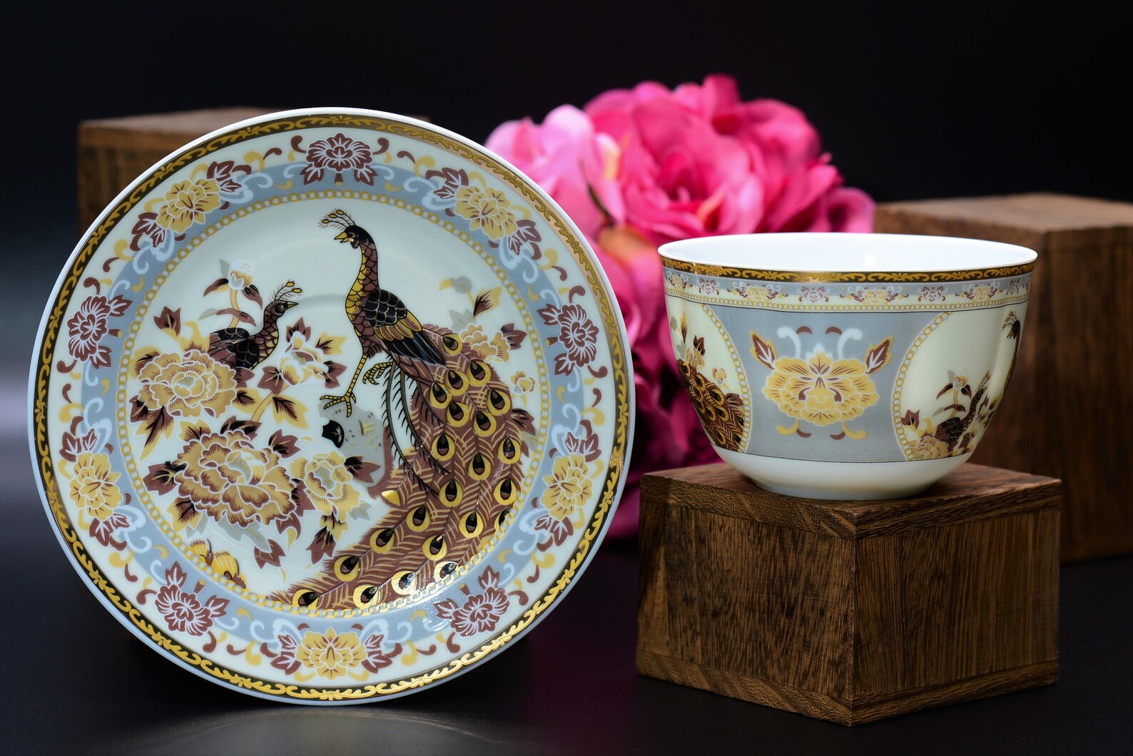 Yamasen 24K Gold Collection Peacock Teacup Saucer Set Etsy