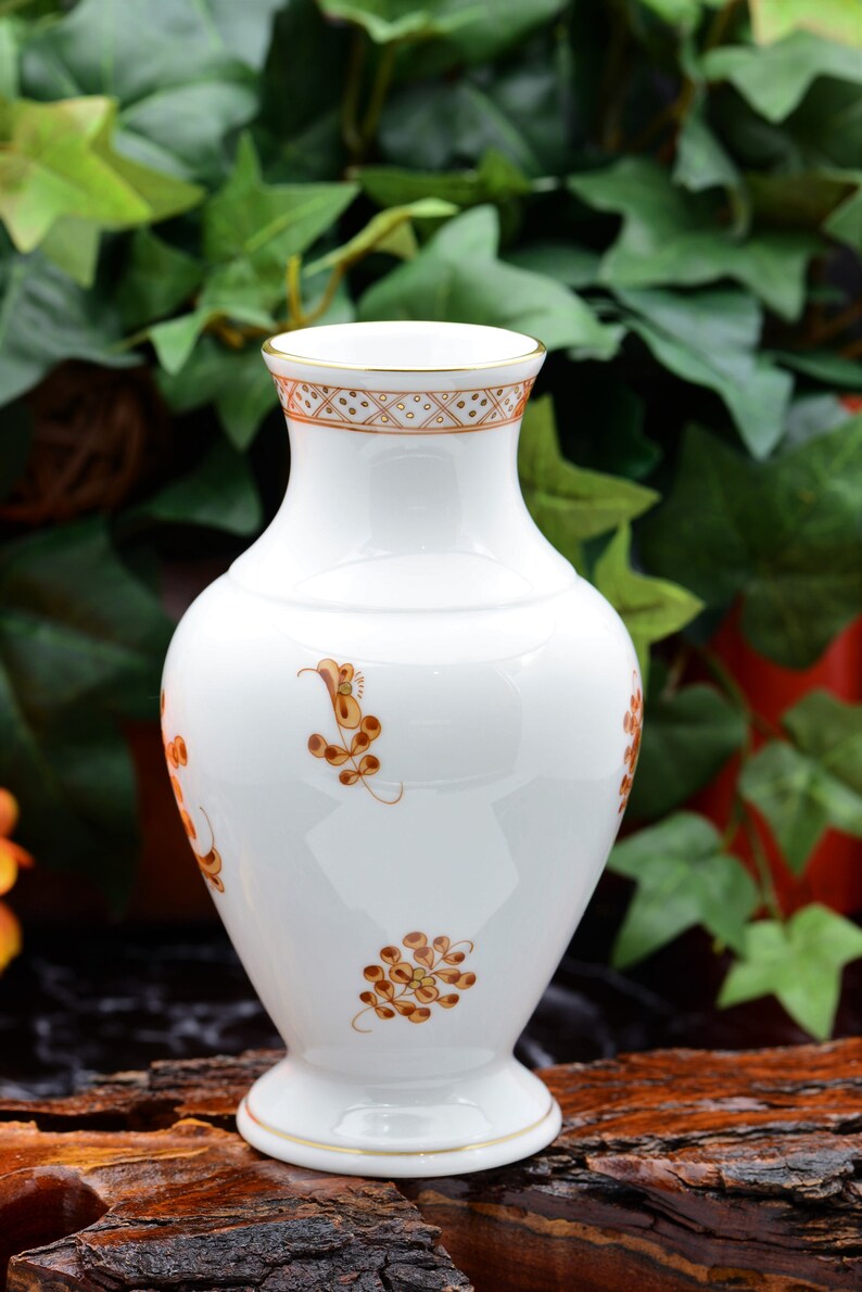 Herend Vase Vintage Herend Porcelain Vase Waldstein Marron Etsy