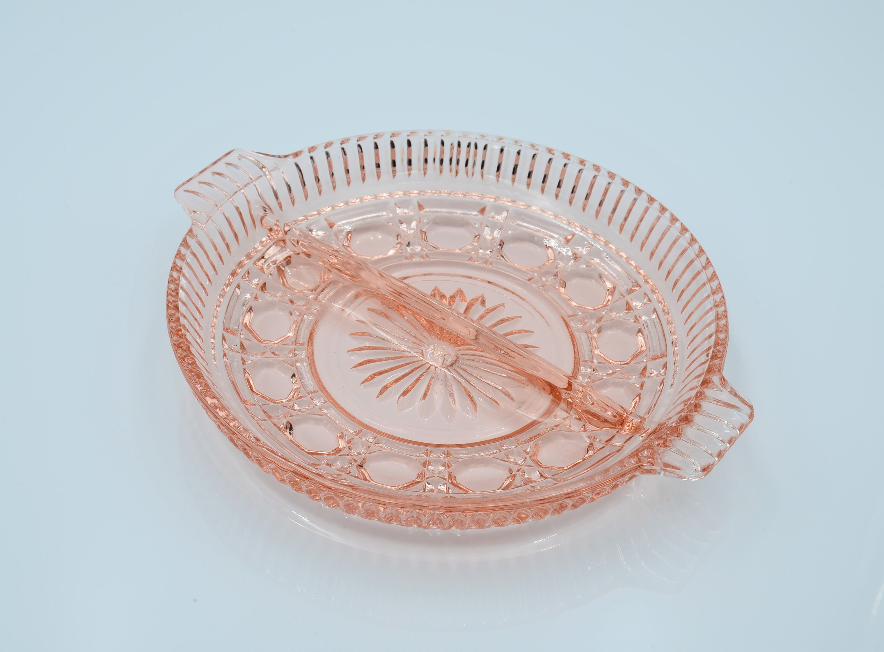 Pink Depression Glass Divided Dish Vintage Pink Depression Etsy