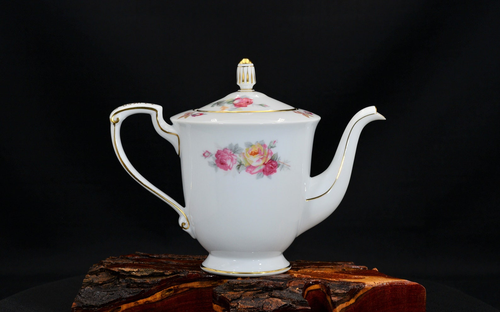 Sango China Teapot Vintage Sango SAN5 Tea Pot Pink & Yellow Etsy