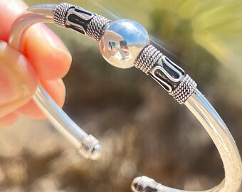 925 Handgefertigte Sterling Silber Armband Kulturelle Silberschmiede Manschette