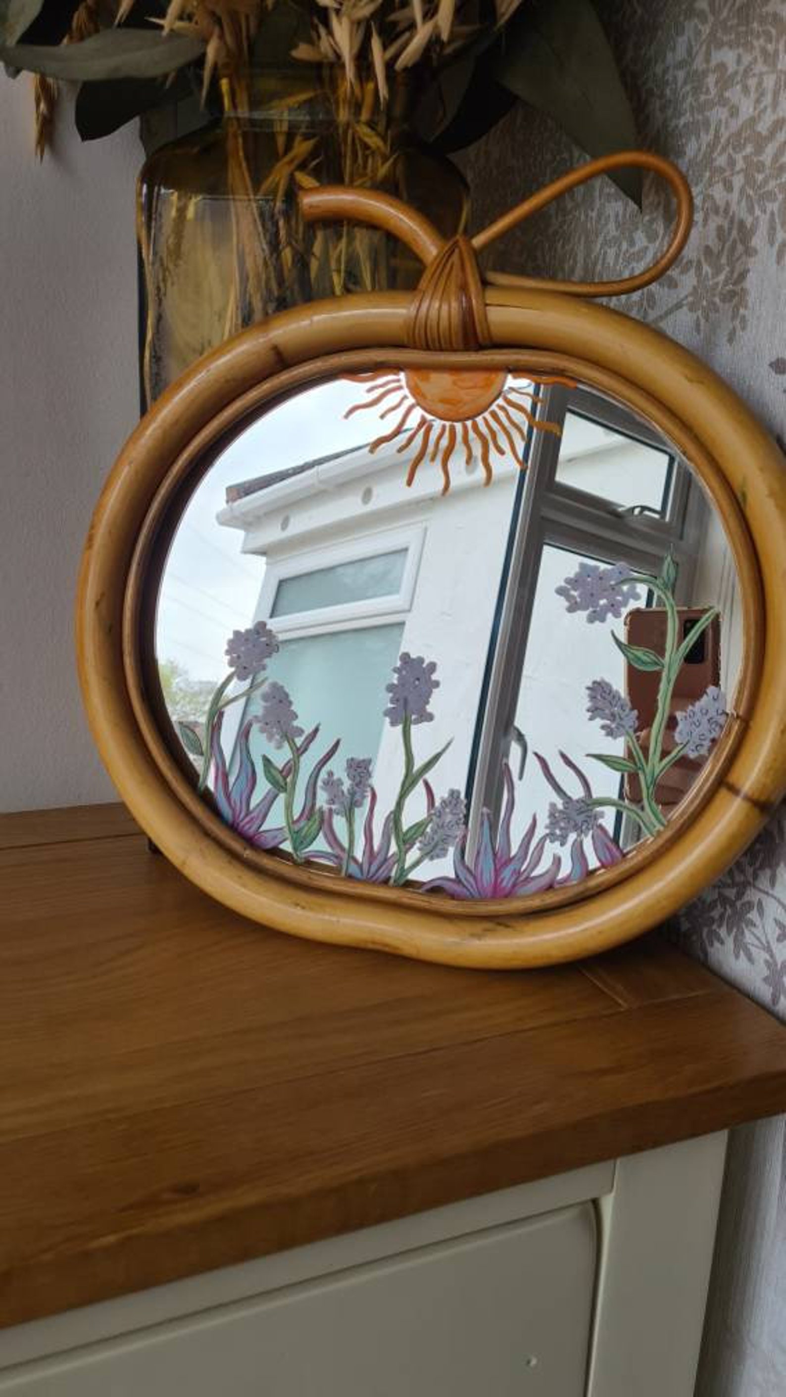 Bamboo apple mirror hand painted mirror Etsy