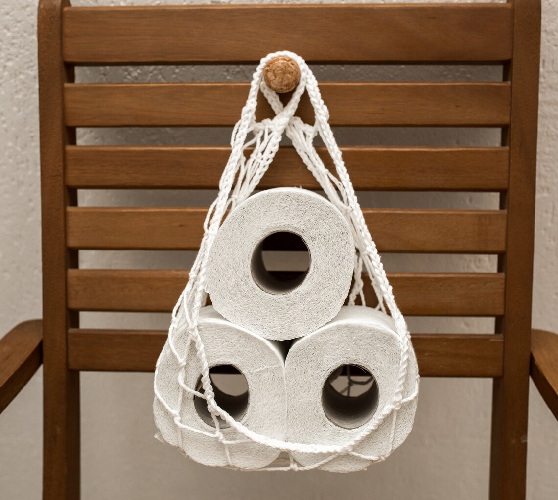 Toilet roll holder Rope Paper Holder fish net bag macrame Etsy