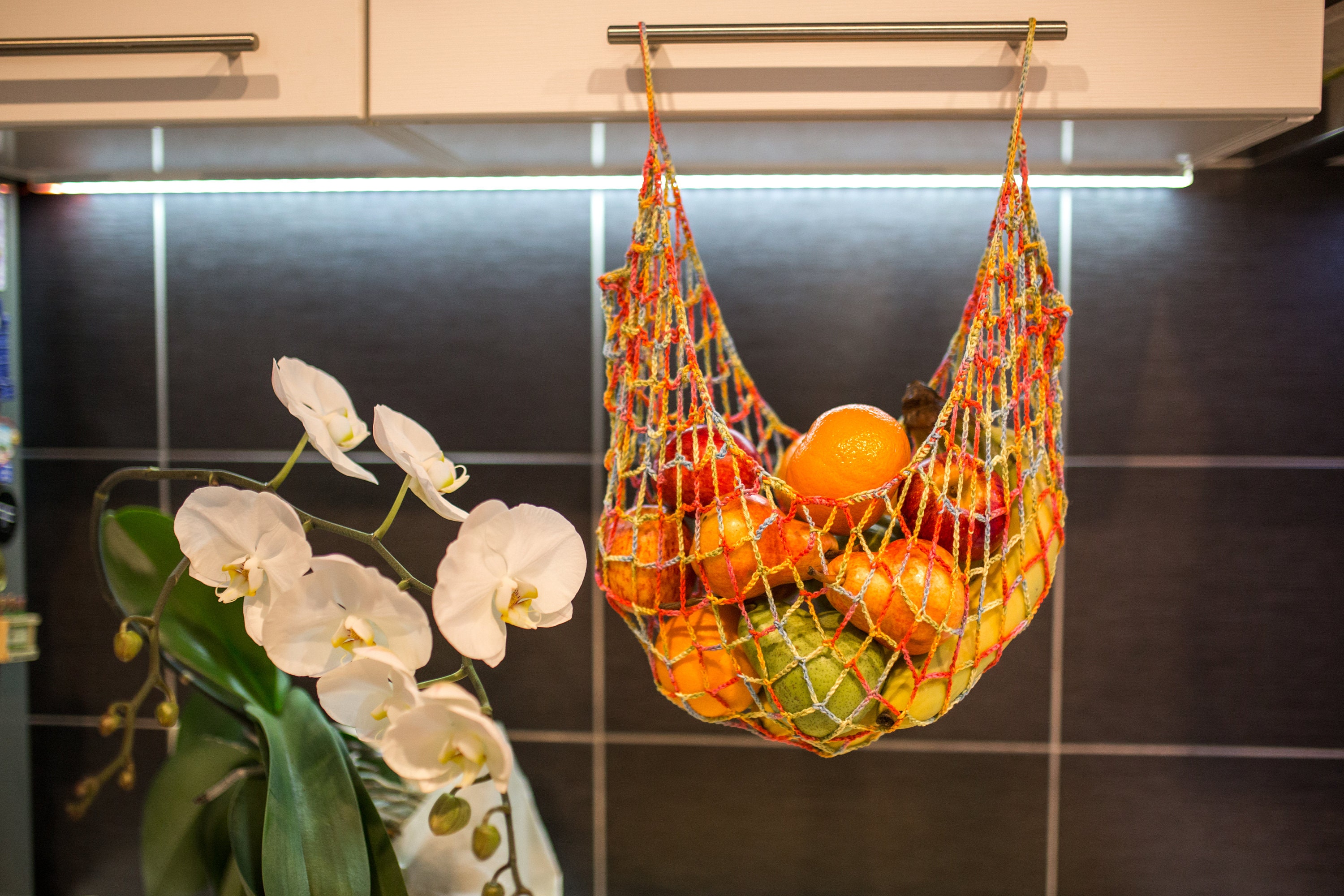 Hanging fruit basket Fruit hammock banana hanger Etsy
