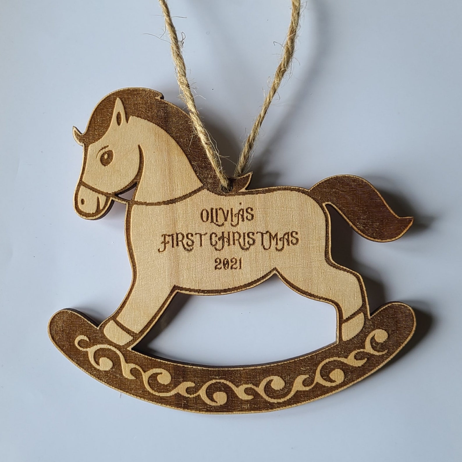Rocking Horse Keepsake First Christmas Ornament Personalized Etsy