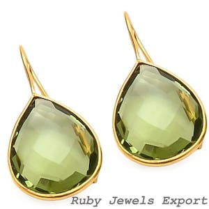 Peridot Gold Earrings – August Birthstone Jewelry for Her | Peridot Drop Earrings – Elegant Gemstone Design in Gold | Gift For Her