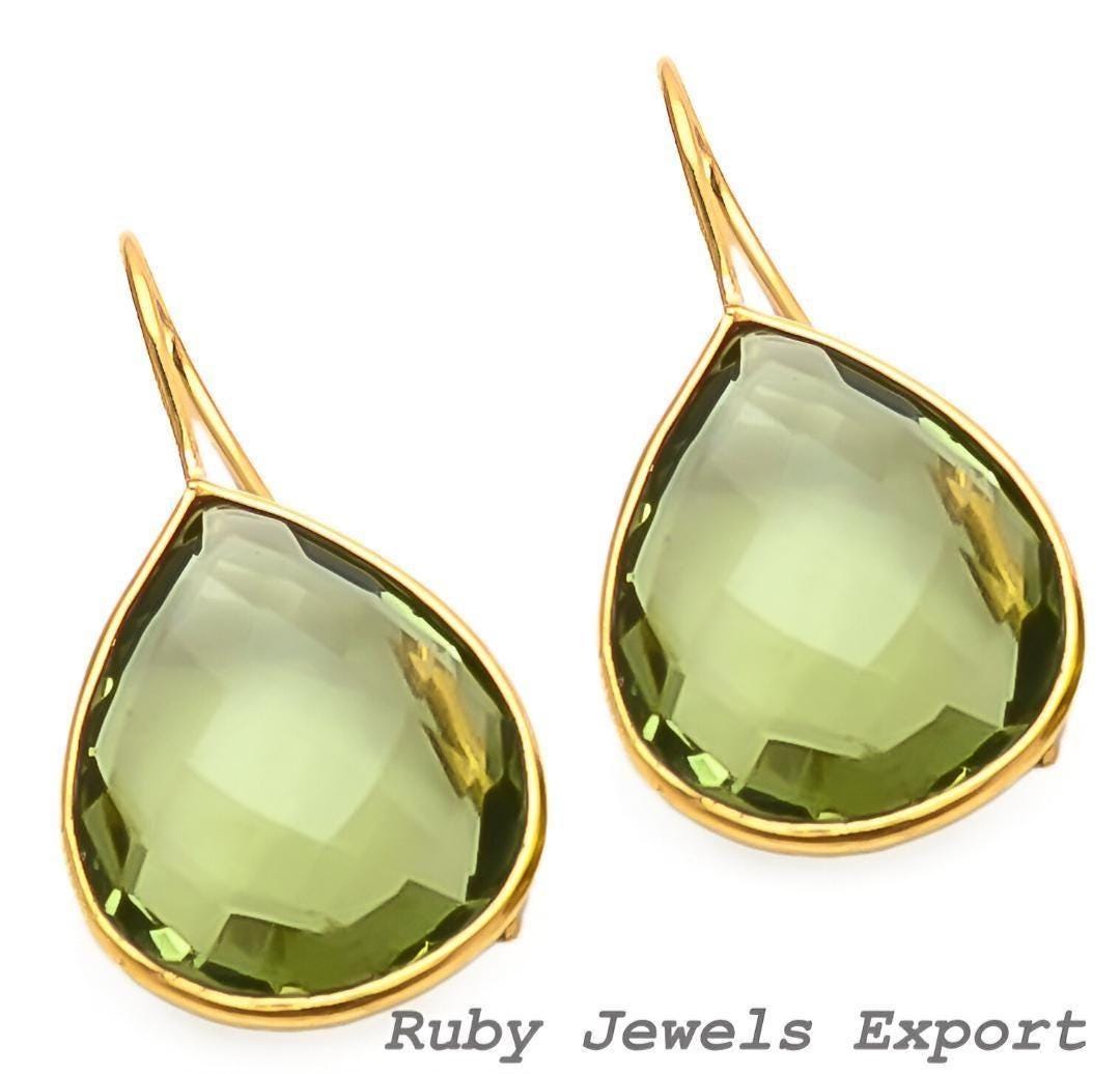 Peridot Gold Earrings – August Birthstone Jewelry for Her | Peridot Drop Earrings – Elegant Gemstone Design in Gold | Gift For Her