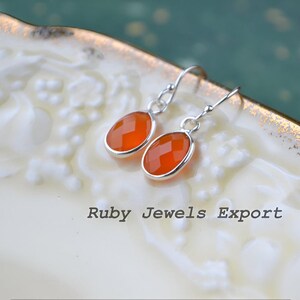 Orange Chalcedony Earring For Her - 925 Sterling Silver Earring - Handmade Chalcedony Earring For Women