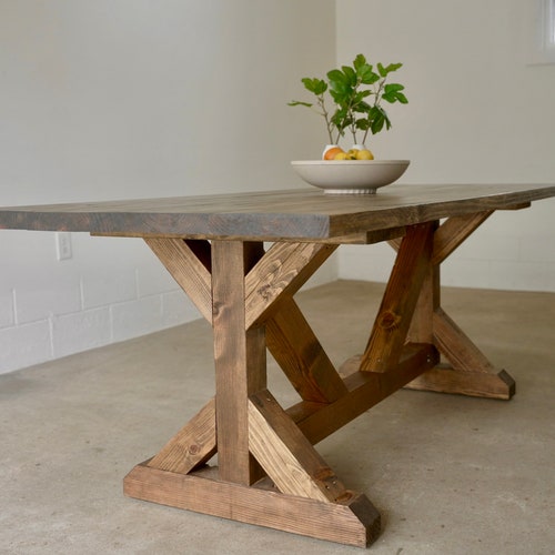 Farmhouse Trestle Table Etsy