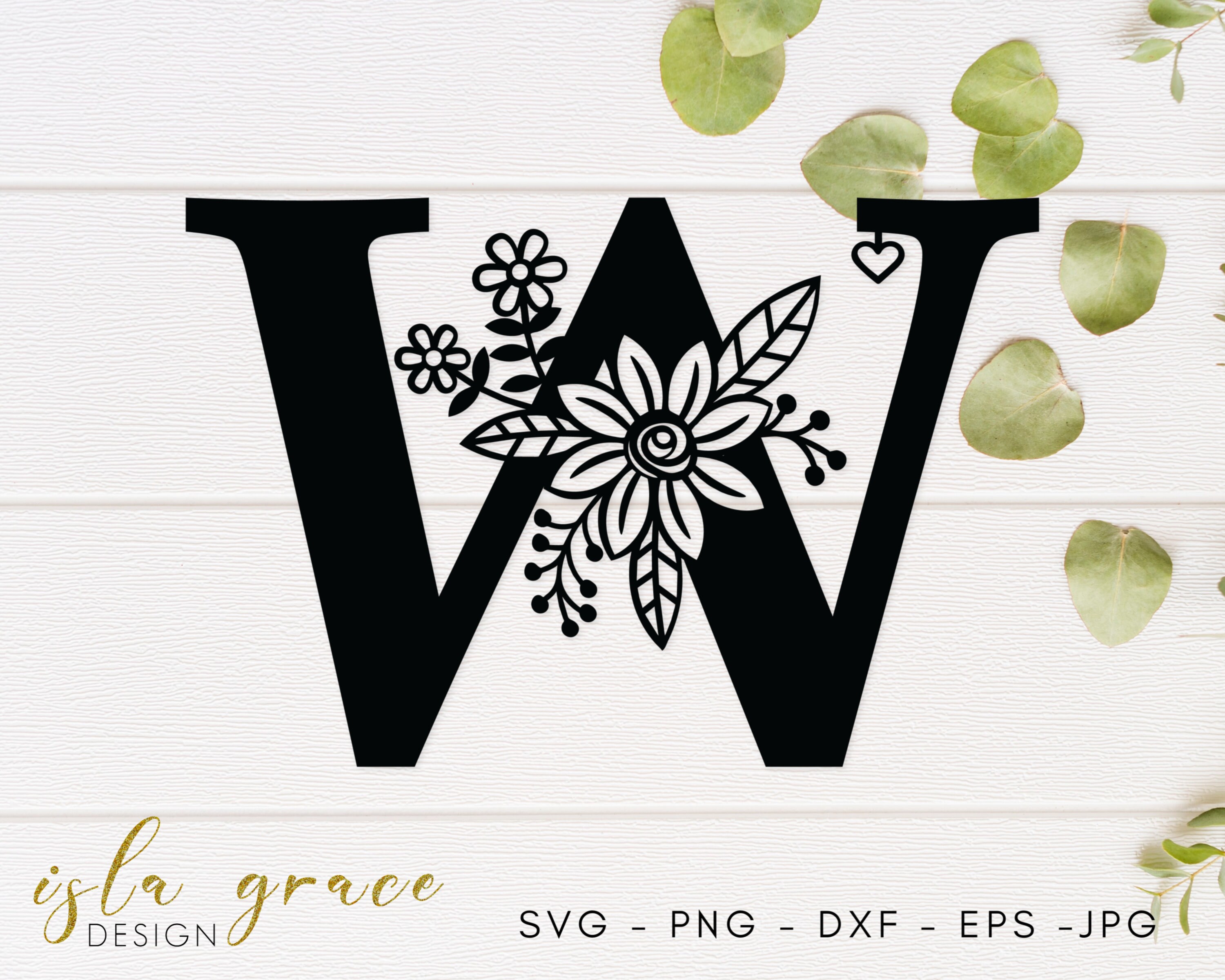 w floral alphabet svg flower wedding monogram cut file etsy