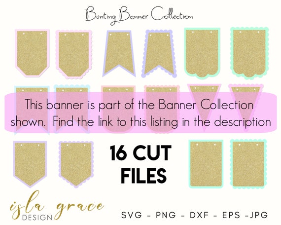Download Clip Art Scalloped Birthday Banners Cutting File Cricut Cut Files Banners Svg Pennant Bunting Svg Template Cut File Curved Svg Silhouette Art Collectibles
