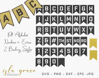 Banner SVG, Alphabet Bunting SVG, Letter Banners SVG Pennant Bunting svg  A-Z Template Cut File, Swallowtail svg,