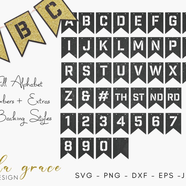 Banner SVG, Alphabet Bunting SVG, Letter Banners SVG Pennant Bunting svg  A-Z Template Cut File, Swallowtail svg,