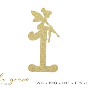 1st Birthday Fairy Number SVG, 1st Topper, 1st Decal, Fairy Birthday SVG, Number 1 Cutting File Cricut Silhouette