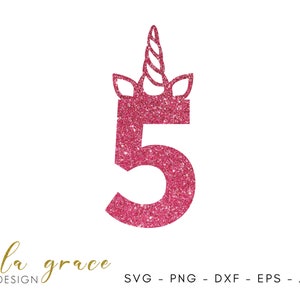 5° compleanno corno di unicorno SVG, 5° Topper, 5° decalcomania, compleanno di unicorno SVG