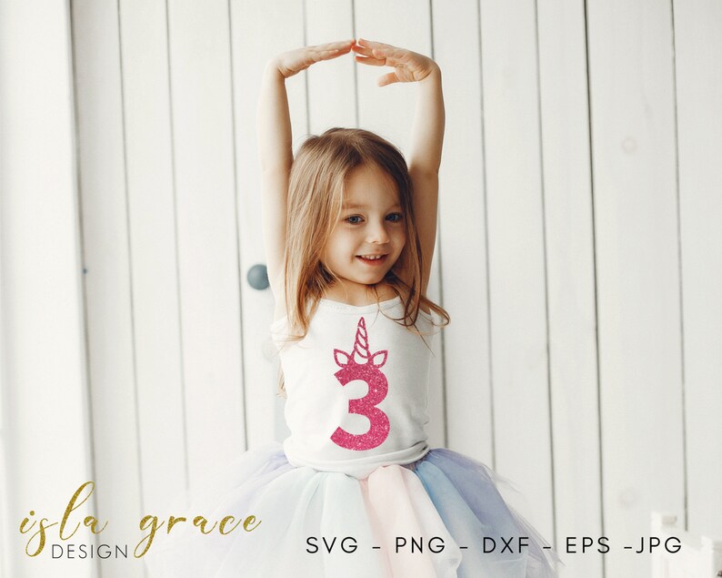 Download 3rd Birthday Unicorn Horn SVG 3rd Cake Topper 3rd Decal | Etsy