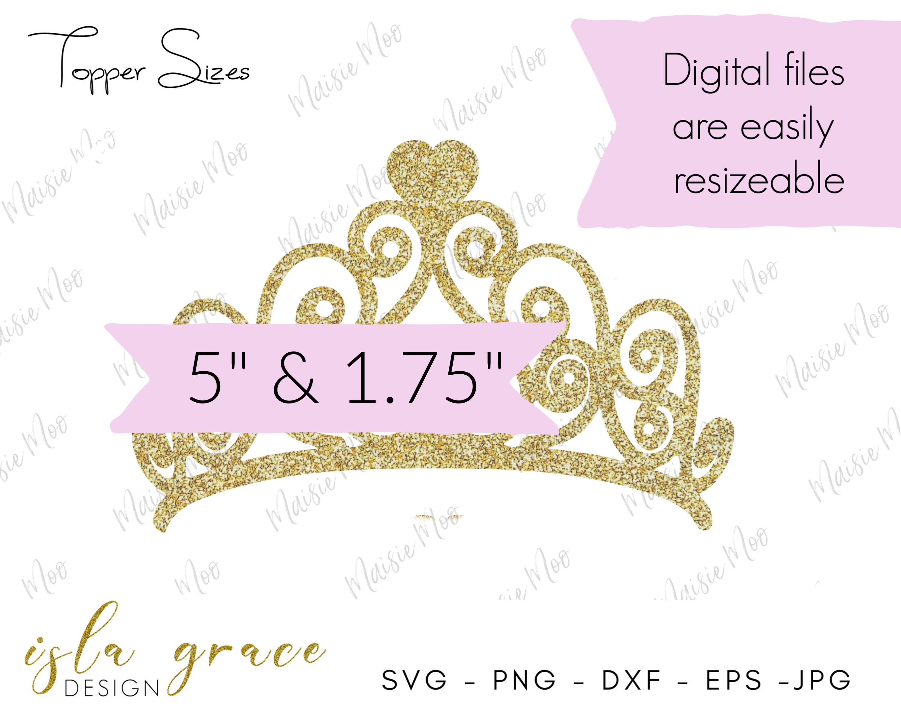 Princess Tiara Cupcake Topper SVG: Crown Cake Topper, Party Decor ...