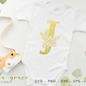 Bloemen alfabet SVG, bloem bruiloft monogram gesneden bestand, botanische letter J, Cricut silhouet snijden bestand