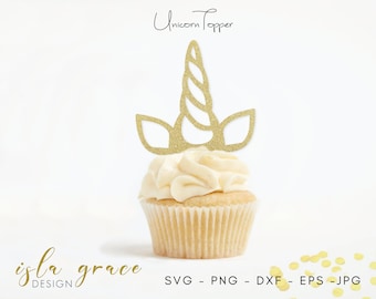 Unicorn SVG, Unicorn Cake Topper SVG, Unicorn Cupcake Topper SVG, Unicorn Party dxf Files for Cricut Cut Files, Silhouette Cut Files,