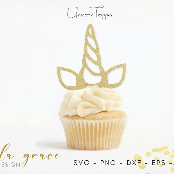Unicorn Cake Topper SVG: Party Cupcake Decorations (Digital Files)