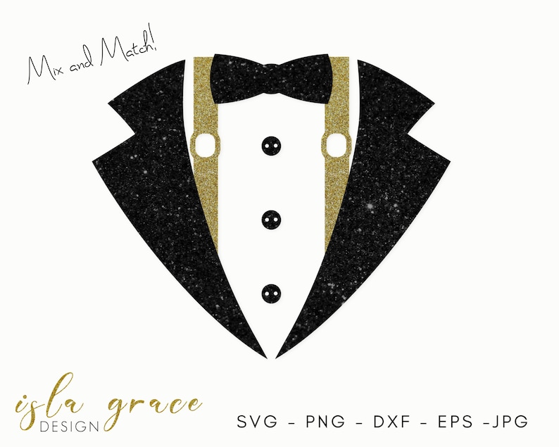 Download Tuxedo SVG Bow Tie SVG Cut File Suspenders DXF Baby Boy | Etsy