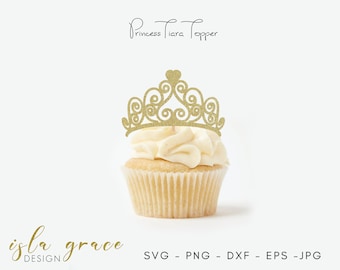 Princess Tiara Cupcake Topper SVG: Crown Cake Topper, Party Decor (Digital Files)
