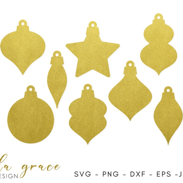 Christmas Ornaments SVG, Christmas Bauble Template, Christmas Tags SVG, Cricut Cutting File, Ornament Clipart, Christmas Ball SVG