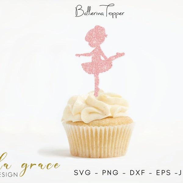 Ballerina SVG, Ballerina Cake Topper SVG, Ballerina Cupcake Topper SVG, Ballerina Party dxf Cricut Cut Files, Silhouette Cut Files,