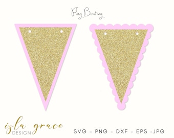 Bunting Pennant Banners SVG Template Cut File, Flag SVG, Birthday Banners Cutting File, Cricut Cut Files, Silhouette Cut Files,