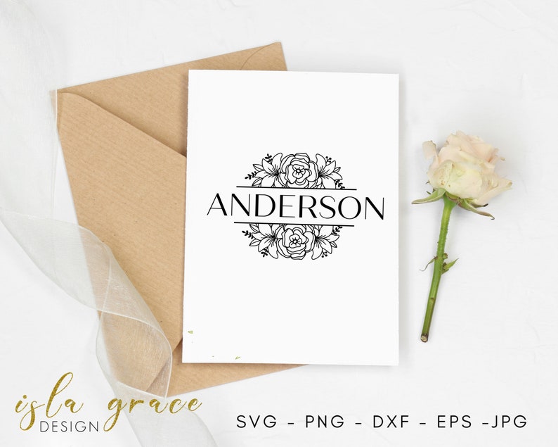 Flower Border Split Floral Border Frame SVG Cricut Silhouette cut file Lily svg Wedding svg Flower Frame SVG Flower Monogram SVG