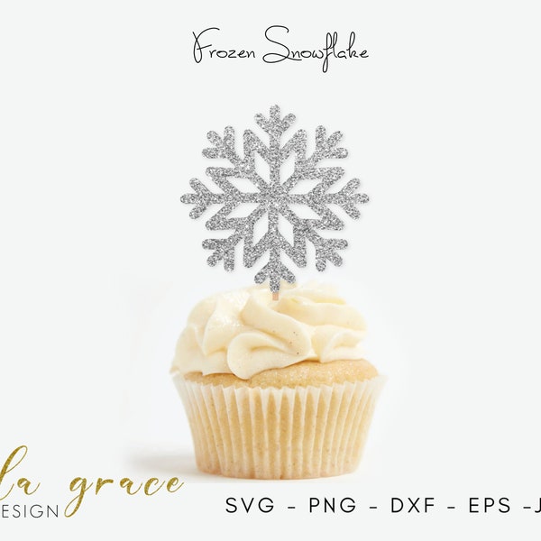 Snowflake SVG, Frozen Snowflake Topper SVG, Snowflake Cupcake Topper SVG, Frozen Party dxf Files for Cricut Cut Files, Silhouette Cut Files,