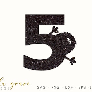 Garçons 5e anniversaire monstre SVG, numéro 5 SVG, garçons 5e Topper, 5e décalque, monstre anniversaire SVG