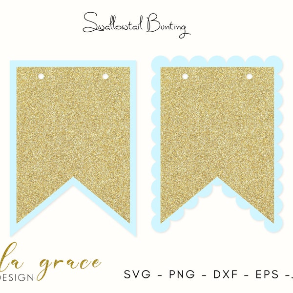 Banners SVG  Pennant Bunting SVG Template Cut File, Swallowtail SVG, Scalloped Birthday Banners Cutting File, Cricut Cut Files, Silhouette