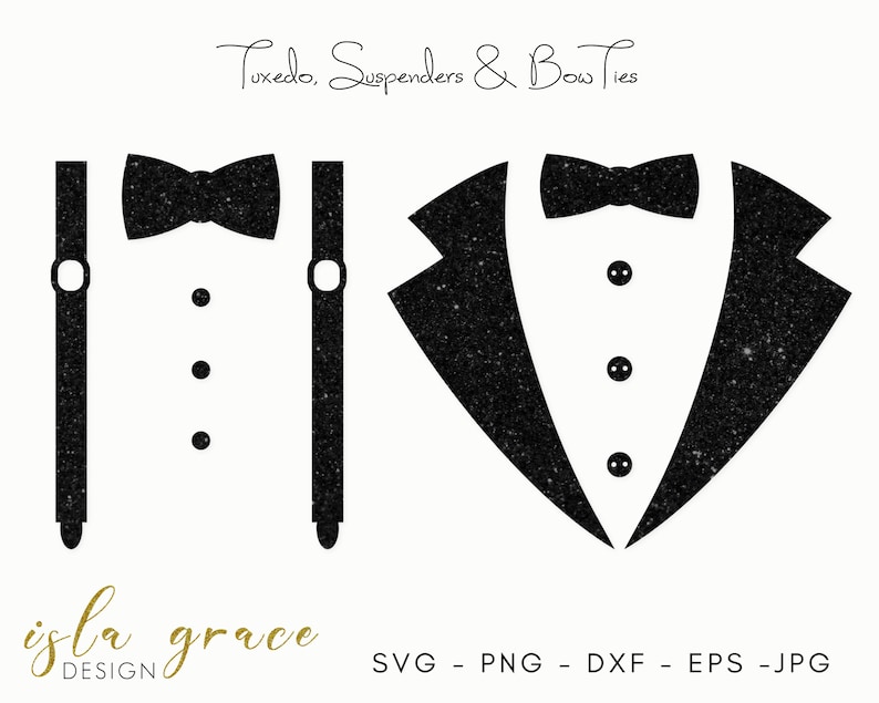 Download Tuxedo SVG Bow Tie SVG Cut File Suspenders DXF Baby Boy | Etsy