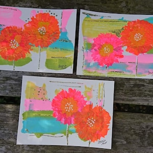 Arte originale. Set di 3 cartoline d'arte.