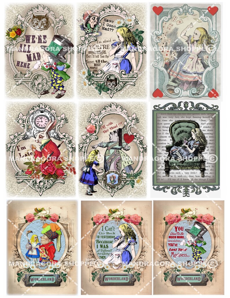 Alice in Wonderland decoupage thin tissue paper Etsy