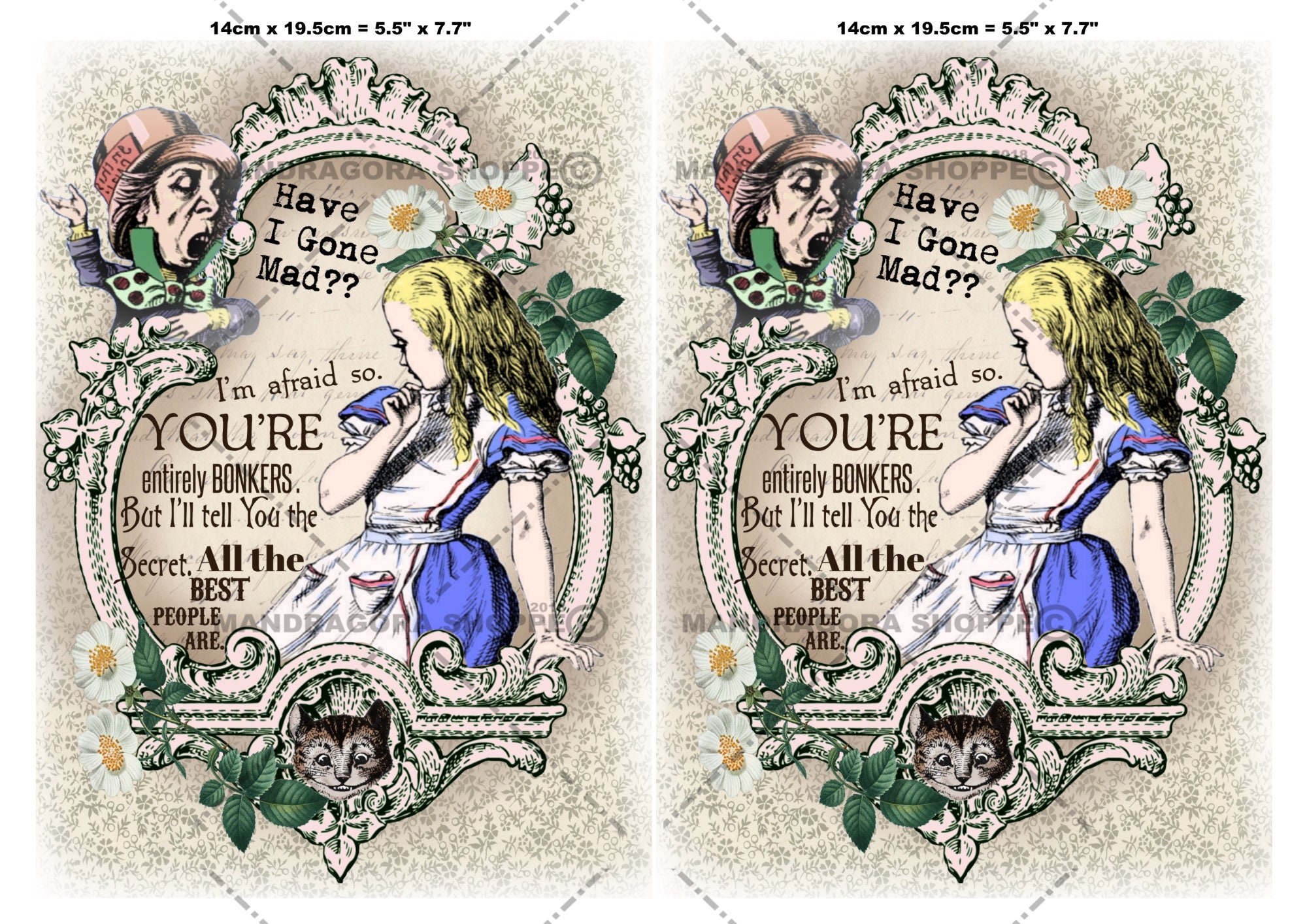 Alice in Wonderland thin decoupage tissue paper Mad Hatter Etsy