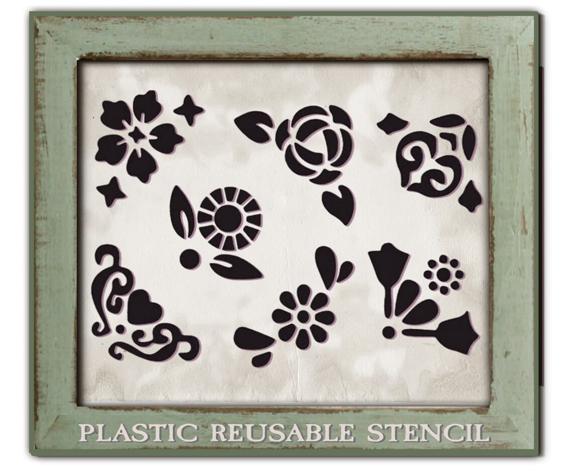 Floral stencil card making stencil reusable flexible plastic Etsy