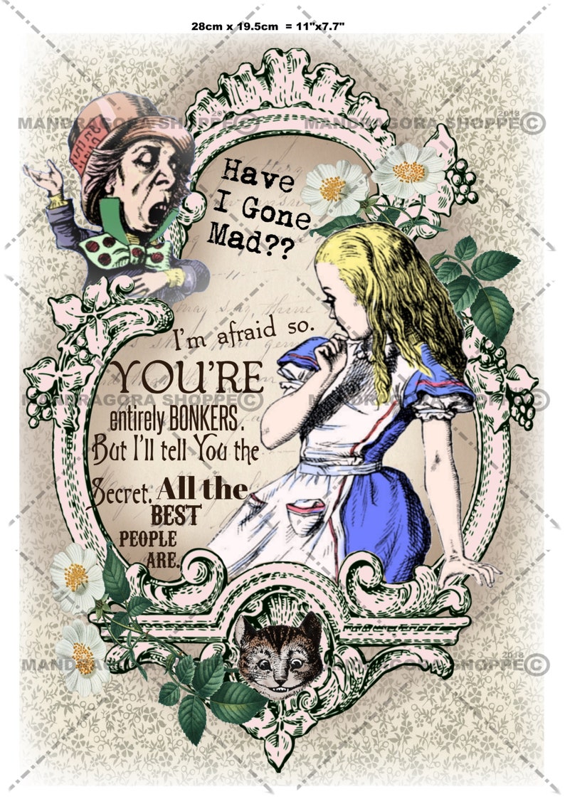 Alice in Wonderland thin decoupage tissue paper Mad Hatter Etsy