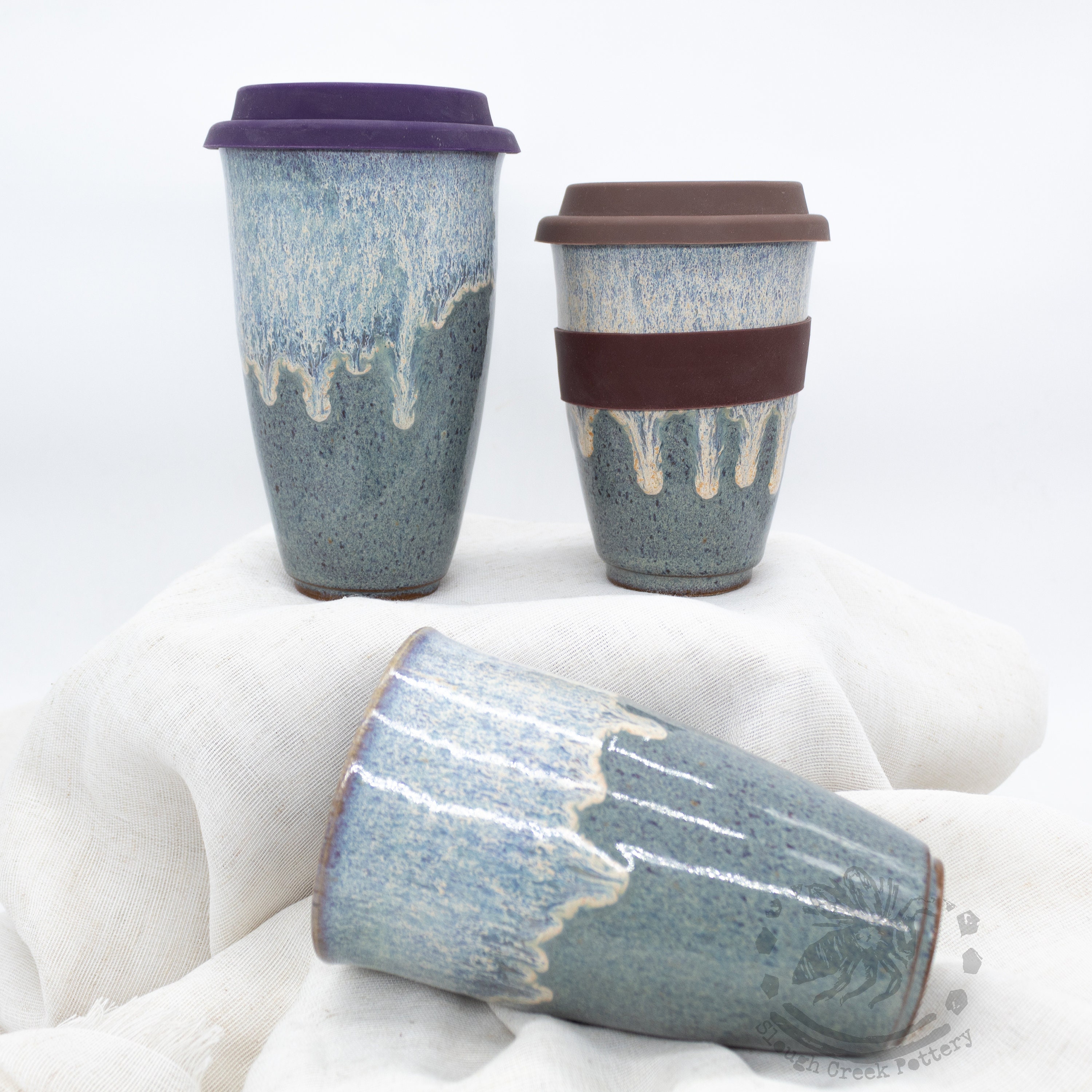 IN STOCK, Small Blue Teal Ceramic Travel Mug With Silicone Lid, Stoneware  to Go Coffee Mug, 14oz Commuter Mug, Handmade Pottery Eco Mug 