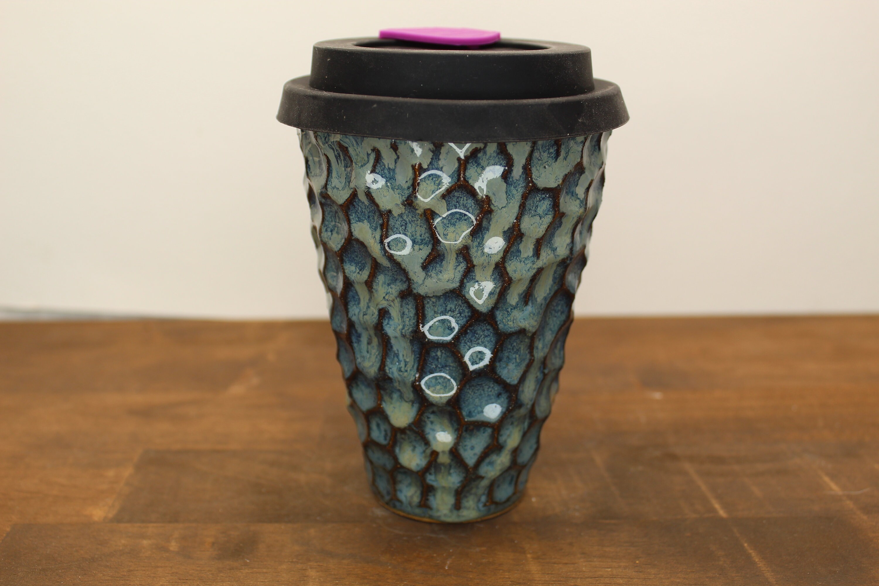 Ceramic Travel Mug with Lid 10 fl oz blue handmade artisan Etsy