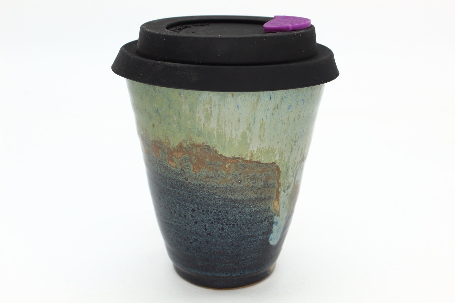 Ceramic Travel Mug with Lid 8 fl oz blue handmade artisan Etsy
