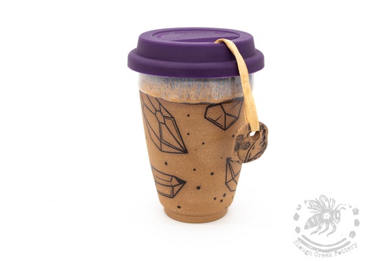 Crystal Travel Mug 10 Oz Handmade Artisan Coffee Mug Tattoo 