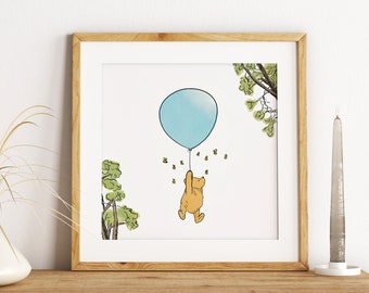 Winnie The Pooh Art Print, Classic Winnie the Pooh, Winnie The Pooh Prints Art, Old School Winnie the Pooh, Nursery Prints, Nursery Wall Art