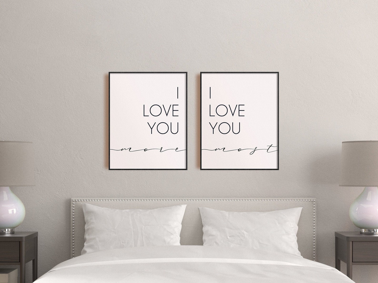 Bedroom Room Wall Decor Above The Bed I Love You More I Love | Etsy