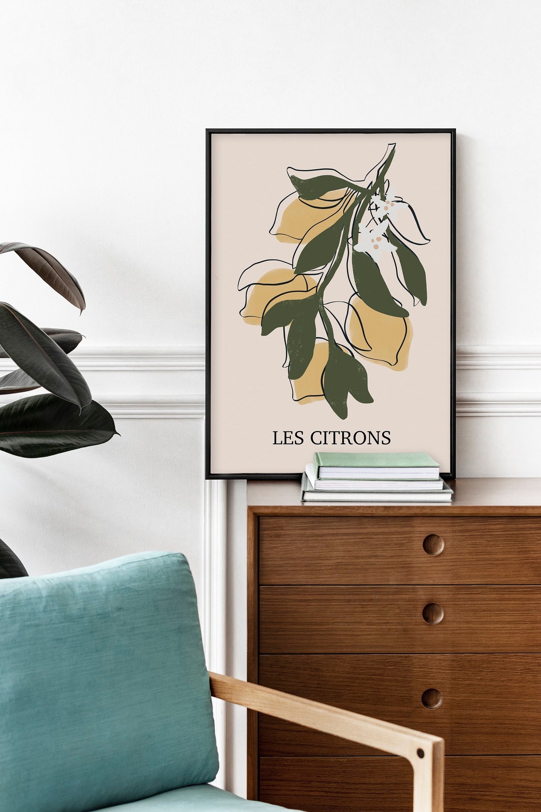 Vintage Lemon Print, Digital Download, Les Citron Fruit Poster, Kitchen ...