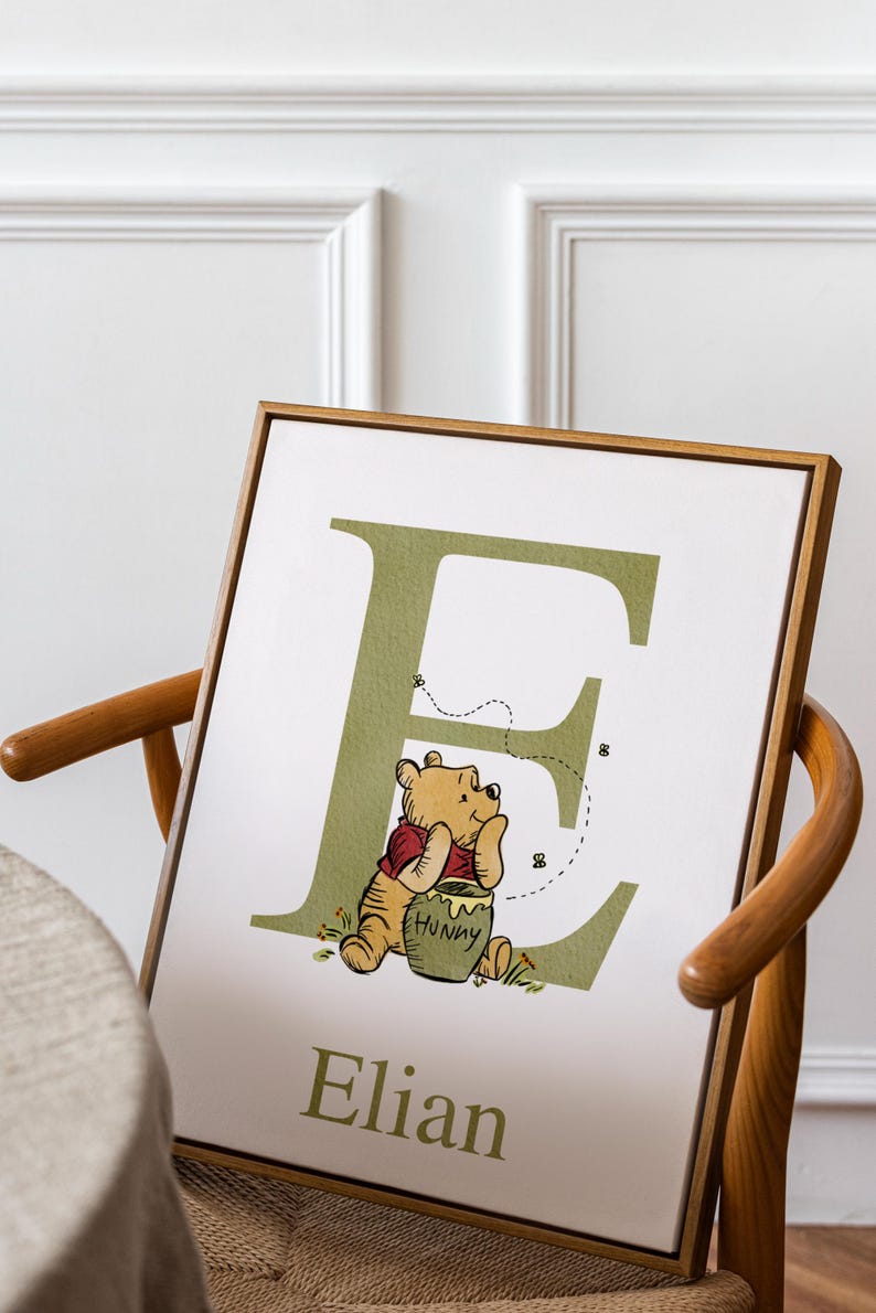 Winnie the Pooh Personalized Wall Art, Custom Nursery Art, Personalized